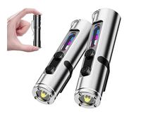 Taclite Mini - The Ultimate Everyday Micro Tool, Taclite Flashlight, 500 Lumens Mini Rechargeable EDC Flashlight, Magnetic Pocket Keychain Flashlights with Hat Clip, Waterproof (Silver+Silver)