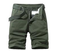 tacniseyw Baggy Cargo Bermuda Shorts for Men UK Lightweight Relaxed Capri Shorts Elasticated Waist with Pockets Jean Cropped Trousers Breathable Outdoor Hiking Pants with Belt Buckle and Placket