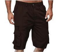 tacniseyw Calf-Length Shorts for Men Cargo Combat Shorts with Multi Pockets Plain Drawstring Pants Comfort Breathable Soild Color Pants for Outdoor Travelling Camping Utility Work Tracksuit Bottoms