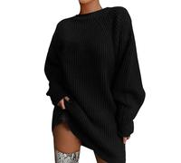 tacniseyw Jumper Dress For Women Uk Plus Size Crew Neck Sweater Dresses Chunky Cable Knit Turtleneck Jumpers Dress Mini Ladies Ribbed Knitted Pullover Sweaters Knitwear Oversized Fall Winter Clothing