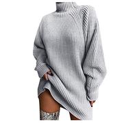 tacniseyw Jumper Dress For Women Uk Plus Size Crew Neck Sweater Dresses Chunky Cable Knit Turtleneck Jumpers Dress Mini Ladies Ribbed Knitted Pullover Sweaters Knitwear Oversized Fall Winter Clothing