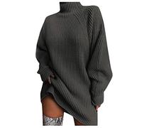 tacniseyw Jumper Dress For Women Uk Plus Size Crew Neck Sweater Dresses Chunky Cable Knit Turtleneck Jumpers Dress Mini Ladies Ribbed Knitted Pullover Sweaters Knitwear Oversized Fall Winter Clothing
