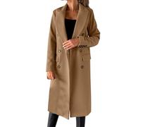 tacniseyw Long Trench Coats For Women Wool Blend Double Breasted Lapel Button Overcoats Warm Winter Jackets Ladies Elegant Classic Trench Coat Long Sleeve Windbreaker Outwear With Pockets