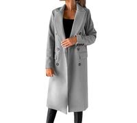 tacniseyw Long Trench Coats For Women Wool Blend Double Breasted Lapel Button Overcoats Warm Winter Jackets Ladies Elegant Classic Trench Coat Long Sleeve Windbreaker Outwear With Pockets