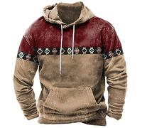 tacniseyw Mens Nordic-Inspired Hoodie Sweatshirt Stylish Fair Isle Pattern Hooded Jumper Graphic Hoodies Long Sleeve Plaid Hooded Shirt African Patchwork Sweatshirt Tribal Ethnic Aztec Print Pullover