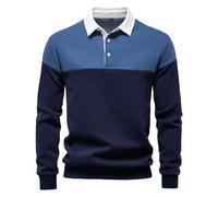 tacniseyw Mens Sweatshirts Polo Neck Contrasting Colors Casual Warm Pullover Tops Long Sleeve Winter Patchwork Sweatshirt Polo Shirts For Men Long Sleeve Slim Fit Striped Golf Shirts With Collar Navy