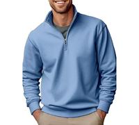 tacniseyw Mens Warm Sweater Quarter Zip Sweatshirts Regular Fit Lounge Turtle Neck Basic Sweatshirts Long Sleeve Sweater Comfortable Soft Solid Colors Sweatshirt For Autumn And Winter Thermal Blue