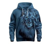 tacniseyw Printed Hoodies For Men Uk - 3D Lion Animal Print Solid Color Pocket Loose Fit Trend Long Sleeved Drawstring Sweatshirts Winter Fleece Soft Outdoor Sports Daily Sweatshirts For Loungewear