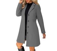 tacniseyw Trench Coats For Women Wool Blend Single Breasted Trench Coats Windproof Thicken Warm Pea Coats Lapel Collar Button Down Mid-Length Overcoat Solid Elegant Outwear Fall Winter Jackets
