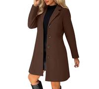 tacniseyw Trench Coats For Women Wool Blend Single Breasted Trench Coats Windproof Thicken Warm Pea Coats Lapel Collar Button Down Mid-Length Overcoat Solid Elegant Outwear Fall Winter Jackets