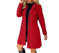 tacniseyw Trench Coats For Women Wool Blend Single Breasted Trench Coats Windproof Thicken Warm Pea Coats Lapel Collar Button Down Mid-Length Overcoat Solid Elegant Outwear Fall Winter Jackets