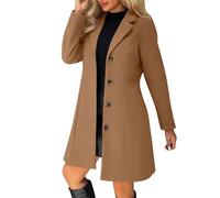 tacniseyw Trench Coats For Women Wool Blend Single Breasted Trench Coats Windproof Thicken Warm Pea Coats Lapel Collar Button Down Mid-Length Overcoat Solid Elegant Outwear Fall Winter Jackets