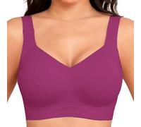 tacniseyw Wireless Jelly Bra for Women UK Plus Size Full Coverage Seamless Bras Non Wired Push Up Bras Minimiser Bra Ladies Everyday Bralettes Soft Comfortable No Underwire Tshirt Bralettes Hot Pink