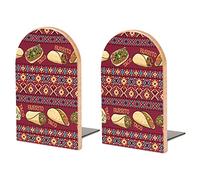 Taco and Burrito Wood Book Ends Non-Slip Book Holder Large Bookends Organizer for Office Home Desk Shelves