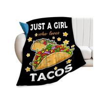 Taco Blanket for Girls Just Girl Who Loves Tacos Throw Blanket Soft Cozy Warm Fuzzy Fleece Tacos Food Bedroom Decor Blanket Gifts for Kids Women Men Adults Couch Sofa Bedding 50"X40"