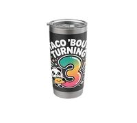 Taco Bout Turning 3 Funny 3rd Birthday Panda Stainless Steel Insulated Tumbler