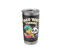 Taco Bout Turning 3 Funny 3rd Birthday Panda Stainless Steel Insulated Tumbler