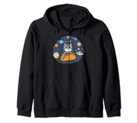 Taco Cat Burrito Pizza Nachos Space Planets Mexican Snack Zip Hoodie