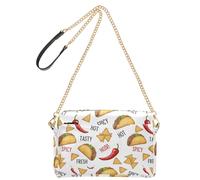 Taco Chili White pattern Small Leather Crossbody Bag for Women Shoulder Purse with Adjustable Strap Lightweight Handbag for Travel Daily Shopping