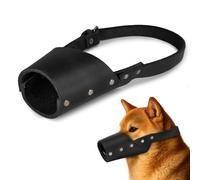 Taco Dog, Leather Dog Muzzle Guard Handmade from Full Grain Leather - Secure Training Cover, Mouth Guard Mask Prevents Biting Chewing (Charcoal Black, Medium)