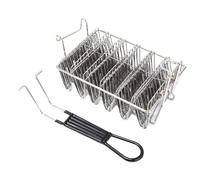 Taco Frying Basket, Stainless Steel Hang -able Design Taco Fry Basket with 6 Tortilla Bowls at The Same time and Long Rubber Gear Equipped, time -Saving Taco Holder for Kitchens