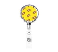 Taco Hamburger Hot Dog Pattern Retractable Badge Holder Reel Clip Id Card forNurse Student Office Worker