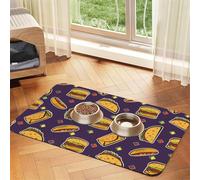 Taco Hamburger Hot Dog Pattern,Waterproof Pet Feeding Mat,PU Leather Placemats for Cat Dog Water Bowl,Food Mats,30x45cm