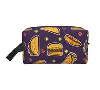 Taco Hamburger Hot Dog PatternLarge Capacity Cosmetic Organizer，Travel Makeup Bag for Women