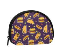 Taco Hamburger Hot Dog PatternSmall Makeup Sanitary Napkin Storage Bag,Women's Cosmetic Coin Purse