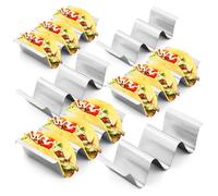 Taco Holder, 6 Pack Stainless Steel Taco Stand Tray with Handles Holds Up to 3 or 2 Tacos Each for Hot Dogs, Sandwiches and Pancakes