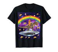 Taco Kitty Rainbow Laser Eye Space Cat Riding T-Rex T-Shirt
