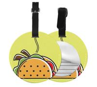 Taco Mexican Food,Luggage Tags Pu Leather Name Tag Travel Suitcase Identifier ID Tags Durable Baggage Label 2 pcs