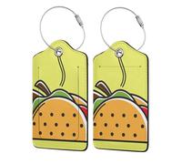 Taco Mexican Food,Luggage Tags Pu Leather Name Tag Travel Suitcase Identifier ID Tags Durable Luggage Label 2 pcs