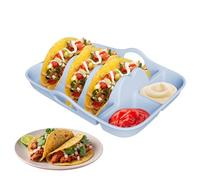 Taco Plates - 3 Slot Silicone Taco Holder Stand | Tortilla Tray With 2 Dipping Sides, Reusable Food-Grade For Kitchen, Barbecue, Picnic & Tuesday Party Supplies, Keeps Tacos Upright & Sauces Contained