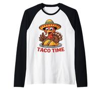 Taco Time Funny Turkey Sombrero Fiesta Thanksgiving Raglan Baseball Tee