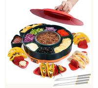 Taco Tuesday Kit, S'Mores Maker & Chocolate Fondue Set with 4 Taco Holders, Lazy Susan Taco Bar Serving, for Bar Accessories/Fruit/Salad/Party Garnish/Xmas Gifts
