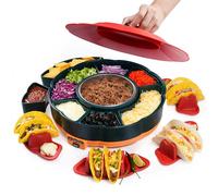 Taco Tuesday Kit - Taco Bar Serving Set for a Party with 33oz Heated Pot, 4 Taco Holders, Detachable Lazy Susan Tray, Perfect for Parties, Nachos Taco Night Fiesta Unique Couple & Housewarming Gift