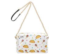 Taco White print Small Leather Crossbody Bag for Women Shoulder Purse with Adjustable Strap Lightweight Handbag for Travel Shopping Daily