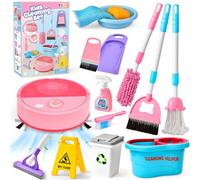 Tacobear Kids Cleaning Set, Pretend Play Cleaning Toys with Electric Robot Vacuum, Mop and Bucket, Broom, Duster, and Accessories, Role Play Toys for 3 4 5 6 Year Old Girls Toddlers