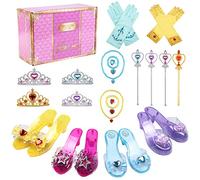 Tacobear Princess Dress Up Shoes for Girls with Princess Crown Wand Necklace Ring Bracelet Gloves Princess Fancy Dress Accessories Gift for Girls 3 4 5 6 Years