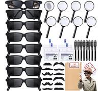 Tacobear Spy Party Bags Fillers Kids Invisible Ink Pens Notebooks Agent Glasses Magnifying Glasses ID Cards and Envelopes for Detective Game, Boys Birthday Party Favours School Prizes