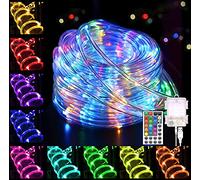 Tacobey LED Rope Lights, 33Ft 100LED RGBW String Lights Outdoor Tube Lights Waterproof with Remote, 16 Colors Decorative Light for Party Wedding Garden Decorations - Battery Powered&USB