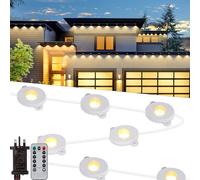 Tacobey Permanent Outdoor String Lights - 49ft/15m 36LED Eaves Lights Mains Powered with Remote Control, 8 Modes, Timer, Waterproof, Indoor Outdoor Christmas Decoration - Warm White