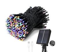 Tacobey Solar String Lights Outdoor Garden, 65Ft/20m 200 LED Solar Powered Fairy Lights, USB Charging | Waterproof | 8 Modes, for Garden Patio Wedding Party Tree Decoration - Multicolor