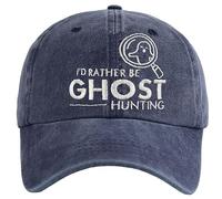 Tacoesha I'd Rather Be Ghost Hunting Hat, Halloween Decorations for Men Women, Adjustable Cotton Spooky Boo Baseball Cap, Embroidered Navy, One size