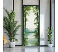TACOKI 3D Bamboo Door Stickers, Chinese Style Door Murals Stickers Peel and Stick Wall Art Mural Vinyl Self Adhesive Wallpaper Poster for Home Decor 77x200 cm