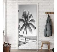 TACOKI 3D Beach Door Stickers, Tropical Plants Door Murals Stickers Peel and Stick Wall Art Mural Vinyl Self Adhesive Wallpaper Poster for Home Decor 88x200 cm v4531