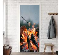 TACOKI 3D Bonfire Door Stickers, Bonfire Door Murals Stickers Peel and Stick Wall Art Mural Vinyl Self Adhesive Wallpaper Poster for Home Decor 88x200 cm v4468