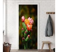 TACOKI 3D Cactus Door Stickers, Flowers Door Murals Stickers Peel and Stick Wall Art Mural Vinyl Self Adhesive Wallpaper Poster for Home Decor 90x210 cm v4740