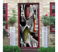 TACOKI 3D Guitar Door Stickers, Music Door Murals Stickers Peel and Stick Wall Art Mural Vinyl Self Adhesive Wallpaper Poster for Home Decor 90x200 cm 2012z